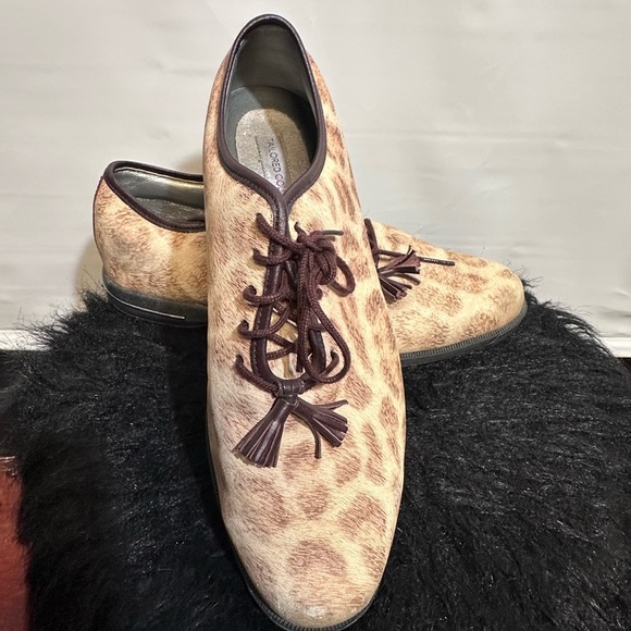 Golf shoes FootJoy Oxford’s, with vintage print, leather design - Picture 1 of 5